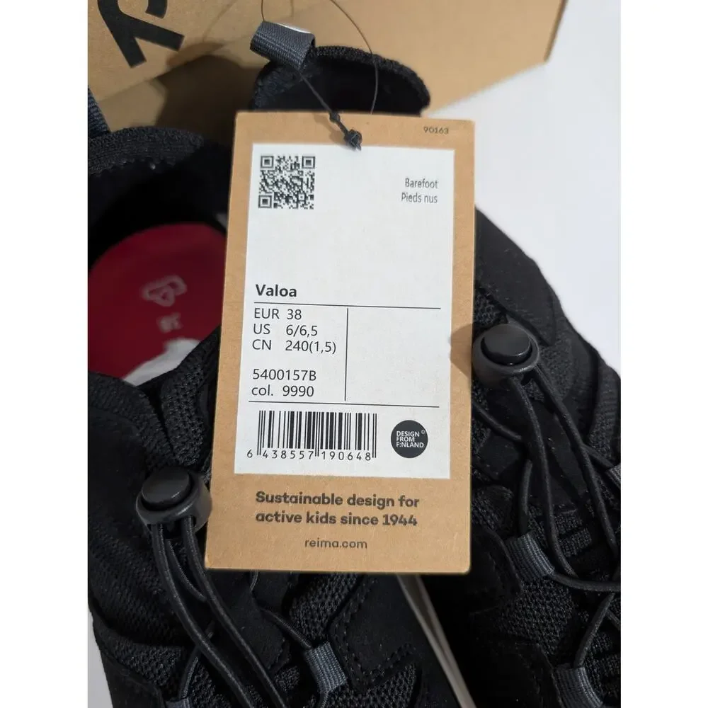 Reima Barefoot Sandals Valoa US 6/6.5 EU 38 Black